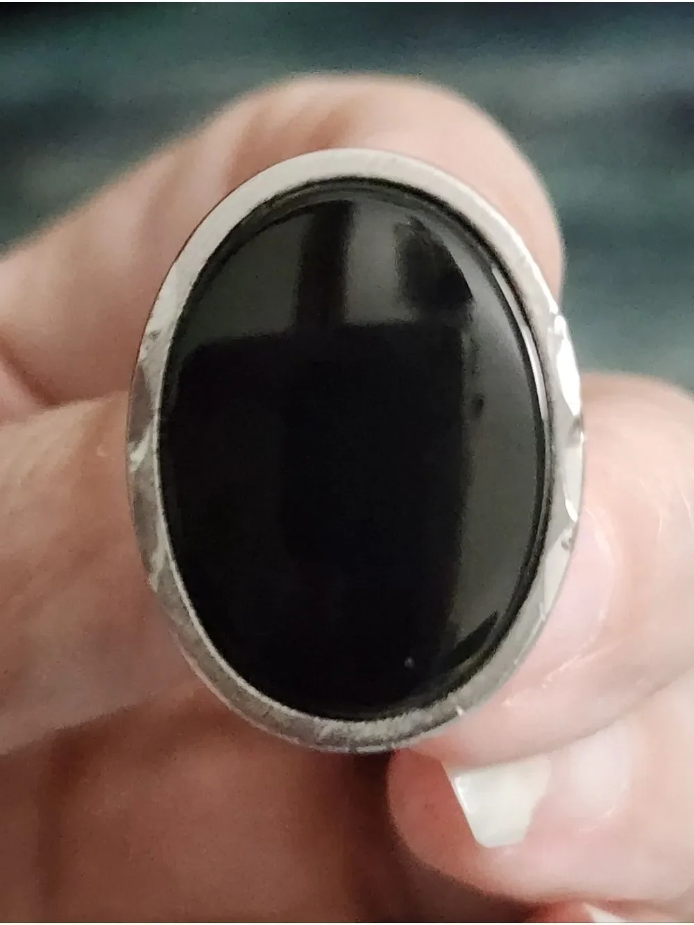 Oval Black Onyx Silver-Trim Cufflinks